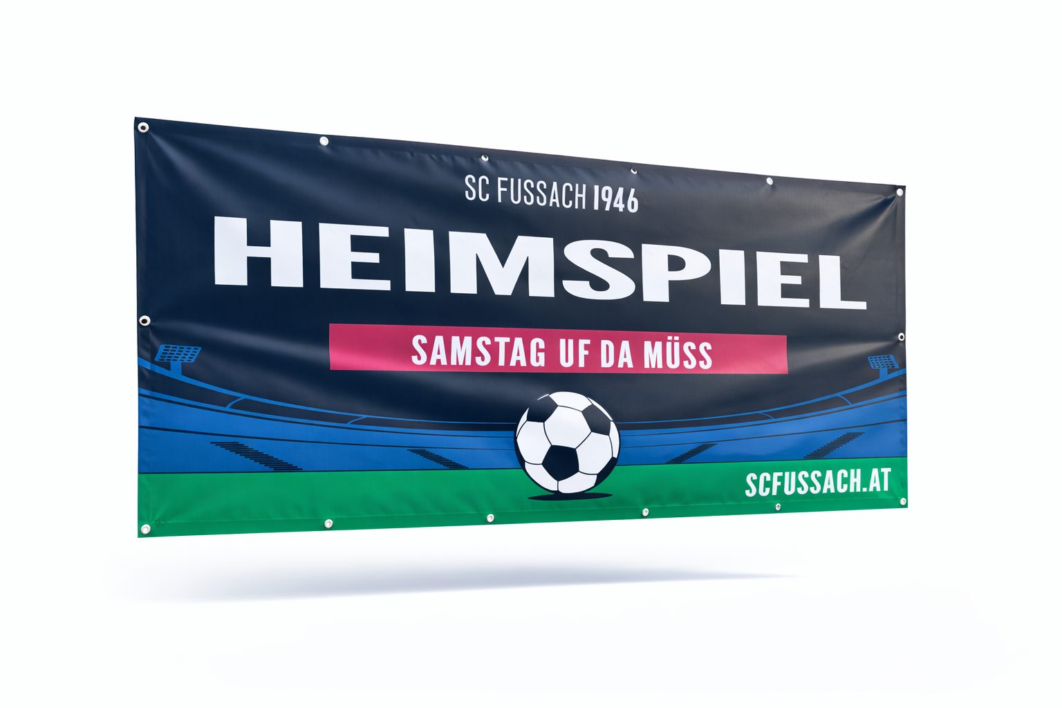 Bedrucktes Banner für einen Sportverein