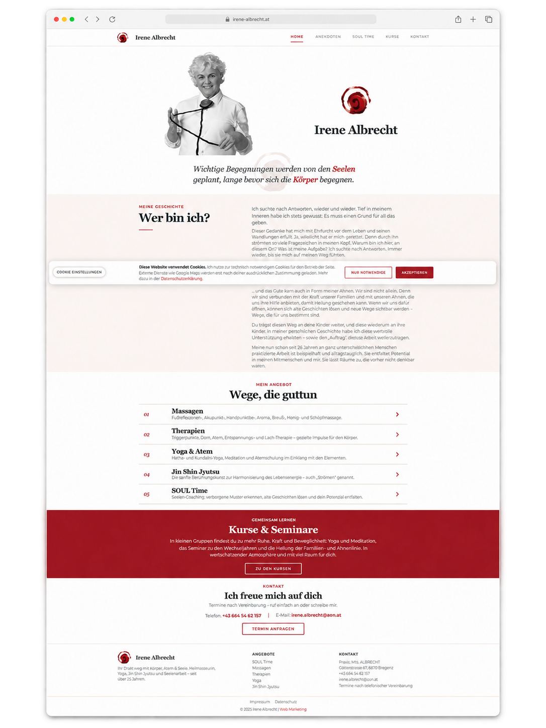Website der Praxis von Irene Albrecht in Fußach